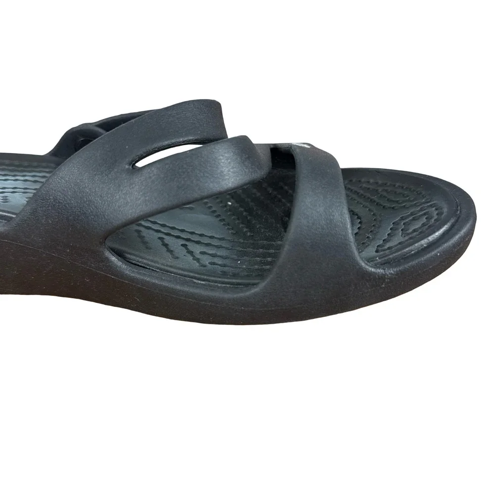 Crocs Patricia Wedge Sandals Black Slip On Slides Strappy Open Toe Shoes sz 8